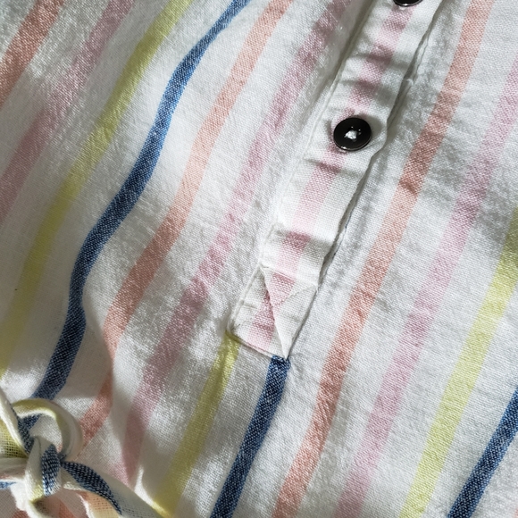 Splendid Linen Blend Button Front Midi Dress in Picnic Stripe - Picture 11 of 16